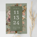 Dusty Sage Green Wedding | Vintage Garden Floral Save The Date<br><div class="desc">Announce your special day with this elegant save the date card, featuring soft watercolor florals in blush, cream, and neutral tones on a romantic dusty sage green background. The moody yet delicate palette brings a calm, organic feel that’s perfect for garden, rustic, boho, or outdoor weddings. The subtle colour and...</div>