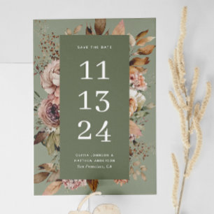 Dusty Sage Green Wedding Vintage Garden Floral Save The Date
