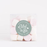 Dusty Sage | Mint to Be Personalised Wedding Favou Classic Round Sticker<br><div class="desc">Minty fresh wedding favour stickers feature "mint to be" in white script lettering accented with hearts,  on a dusty sage green background. Personalise with your names and wedding date.</div>