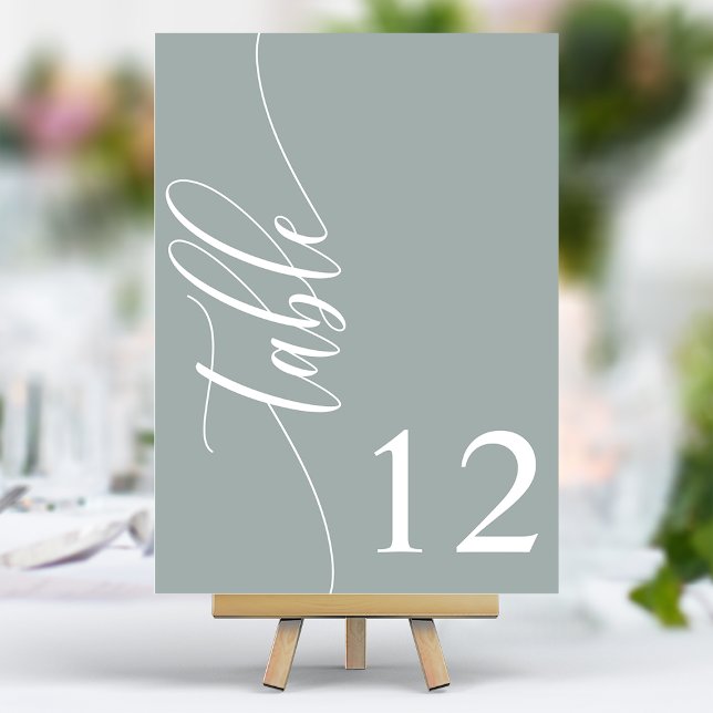 Dusty Sage Modern Calligraphy Wedding Table Number (Creator Uploaded)