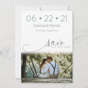 Dusty Sage Modern Photo Save the Date Invitation