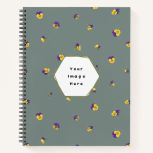 Dusty Sage Purple Yellow Viola Floral Pattern Notebook