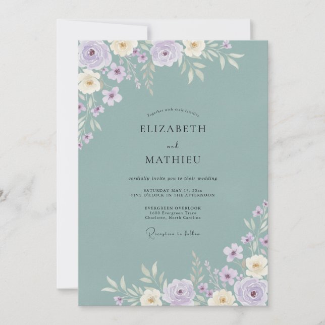 Dusty Sage Tranquil Spring Wedding Invitation (Front)