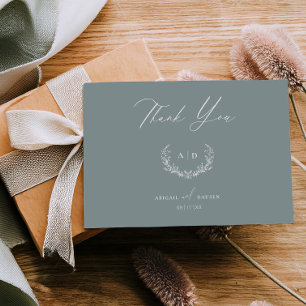 Dusty Sage Wedding Day Thank you Flat Note Card