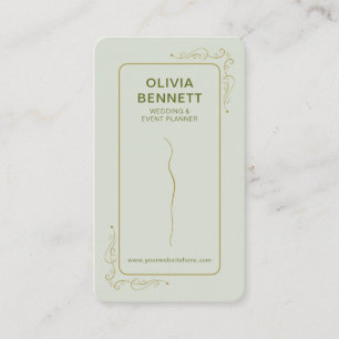 Dusty Sage Wedding Event Planner Elegant Business Card