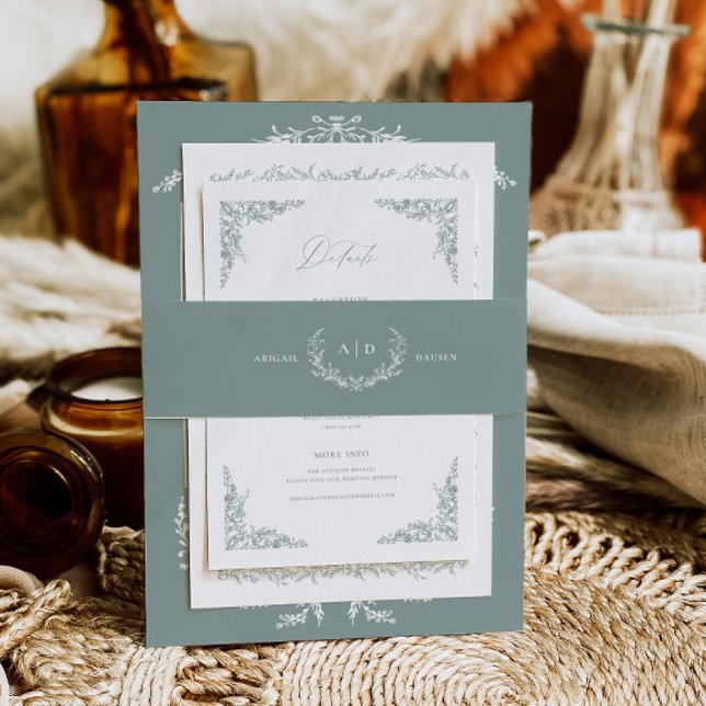 Dusty Sage Wedding Invitation Suite Belly Band (Creator Uploaded)
