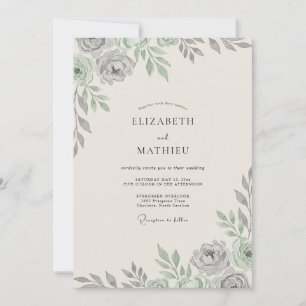 Dusty Silver Eucalyptus Wedding Invitation