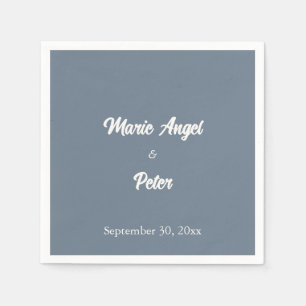 Dusty Slate Blue Minimalist & Modern Wedding Napkin