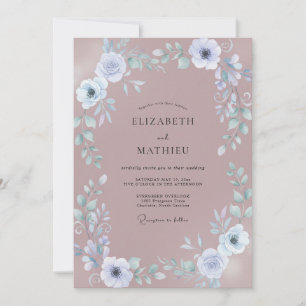 Dusty Soft Pink Blossom Wedding Invitation