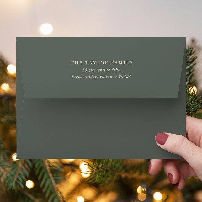 Dusty Spruce Green Holiday Return Address Envelope (Creator Uploaded)