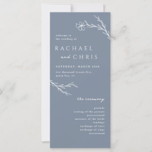 Dusty Steel Blue Modern Floral Botanical Program