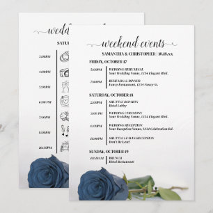 Dusty Steel Blue Rose Wedding Events & Timeline Programme