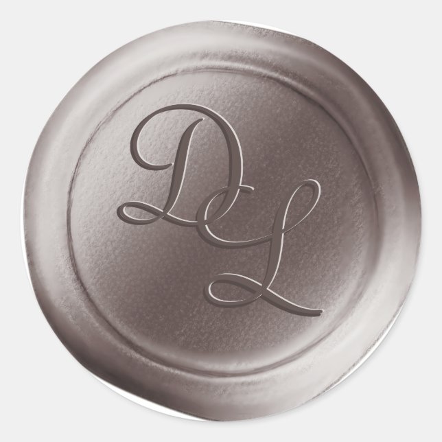 Dusty Taupe 2 Letter Monogram Wax Seal Stickers (Front)