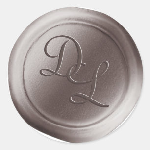 Dusty Taupe 2 Letter Monogram Wax Seal Stickers