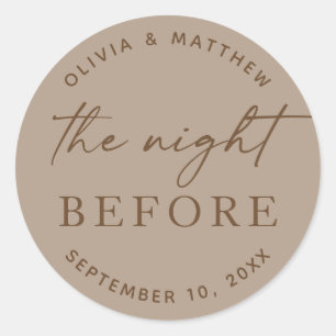 Dusty Taupe Rehearsal Dinner. Modern Wedding Favou Classic Round Sticker