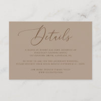 Dusty Taupe Wedding Details | Hotel Accommodation