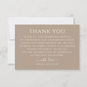Dusty Taupe Wedding Warm Neutral Modern Simple Thank You Card