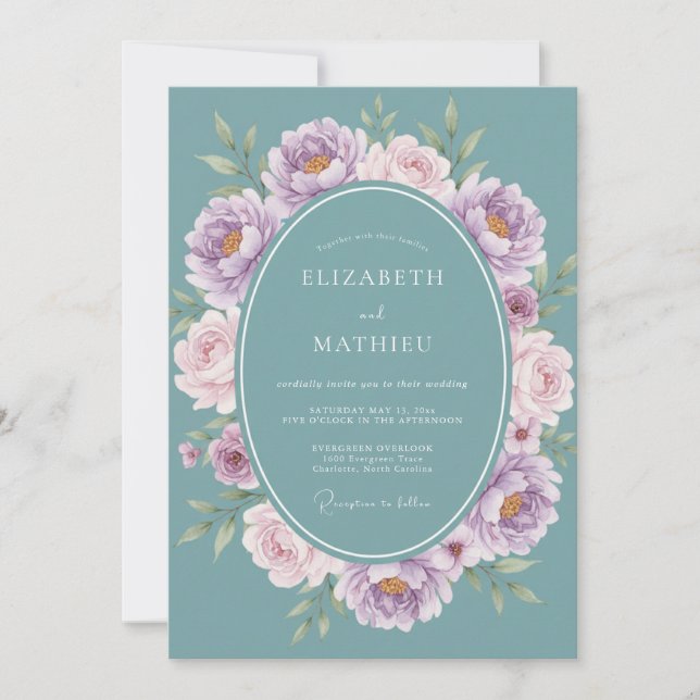 Dusty Teal Alluring Spring Wedding Invitation (Front)