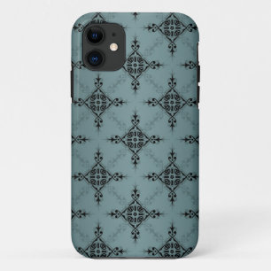 Dusty Teal and Black Damask Pattern Case-Mate iPhone Case