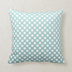 Dusty Teal and White Polka Dot pattern Cushion