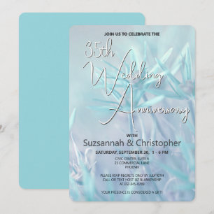 Dusty Teal Floral Wedding Anniversary Party Invitation