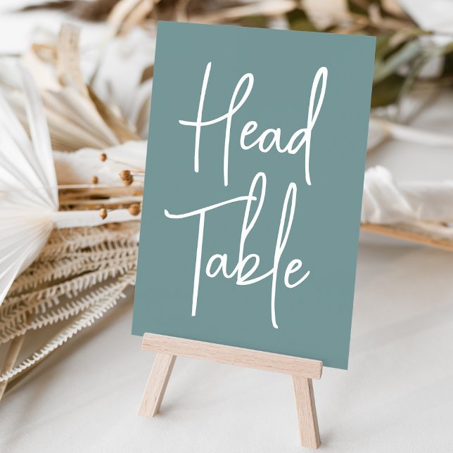 Dusty Teal Hand Scripted Head Table Number (Creator Uploaded)