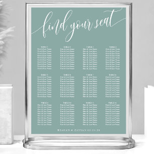 Dusty Teal Simple Wedding Seating Chart