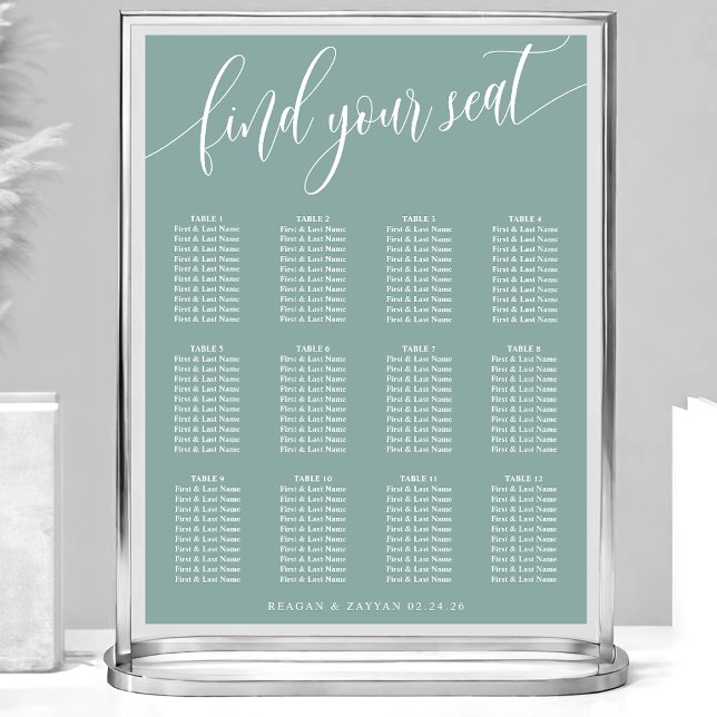 Dusty Teal Simple Wedding Seating Chart (Creator Uploaded)