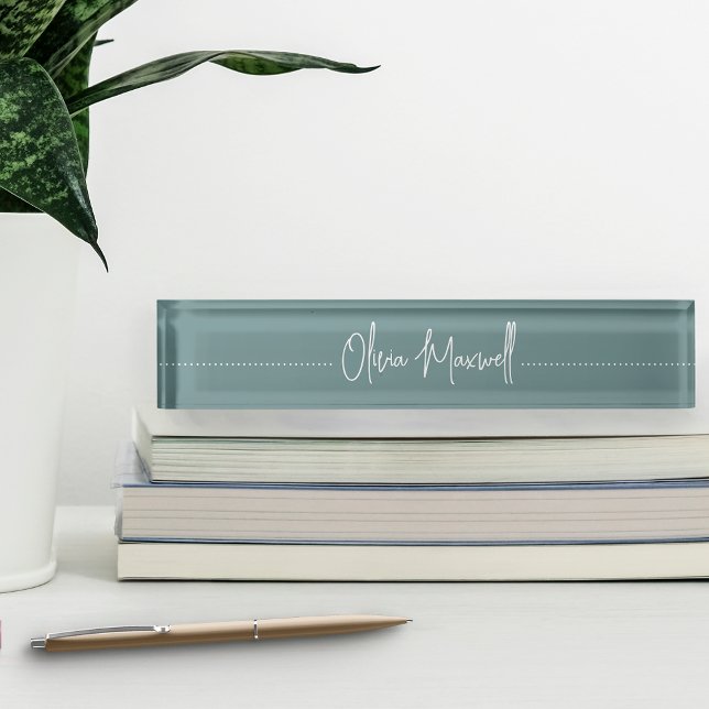 Dusty Teal Sketched Cursive Script Nameplate (Creator Uploaded)