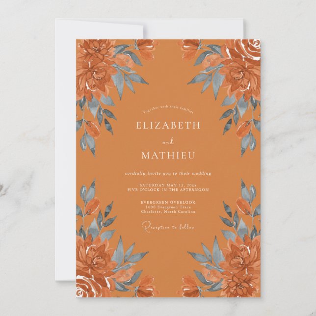Dusty Terracotta Slate Painted Wedding Invitation (Front)