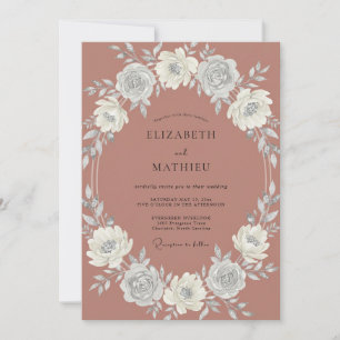 Dusty Terracotta Wreath Wedding Invitation