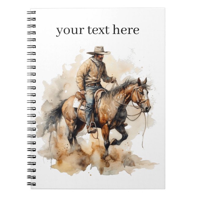 Dusty Trail Ride in Watercolor, custom  Notebook (Front)
