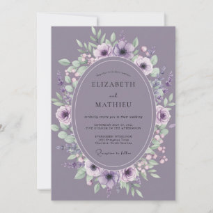 Dusty Vintage Mauve Petal Wedding Invitation