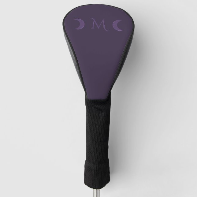 Dusty Violet Crescent Moons Monogram Golf Head Cover (Front)