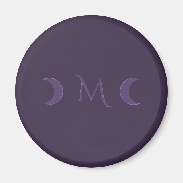 Dusty Violet Crescent Moons Monogram Magnet (Front)