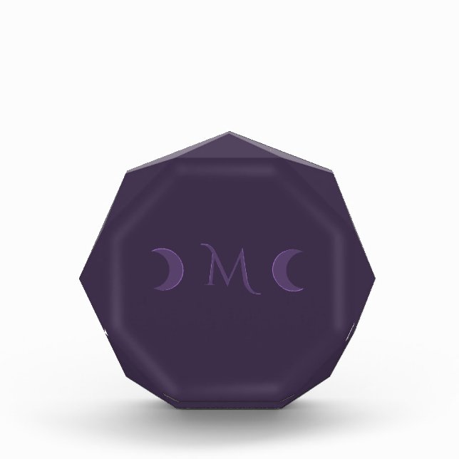 Dusty Violet Crescent Moons Monogram Photo Block (Front)