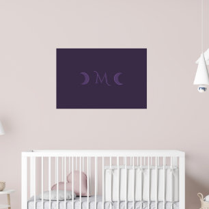 Dusty Violet Crescent Moons Monogram Poster