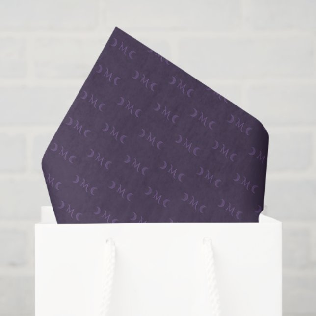 Dusty Violet Monogram Crescent Moon Pattern Tissue Paper (Gift Bag)