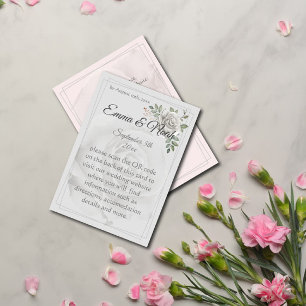 Dusty White Roses Wedding Details Enclosure Card