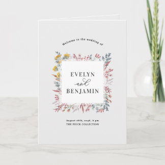 Dusty Wildflower Watercolor Botanic Wedding Progr Programme