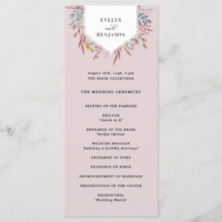 Dusty Wildflower Watercolor Floral Wedding Program Programme