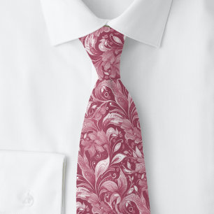 Dusty Wine Botanical Batik Tie