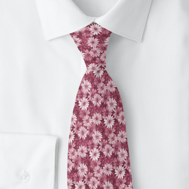 Dusty Wine Daisies Tie (Creator Uploaded)
