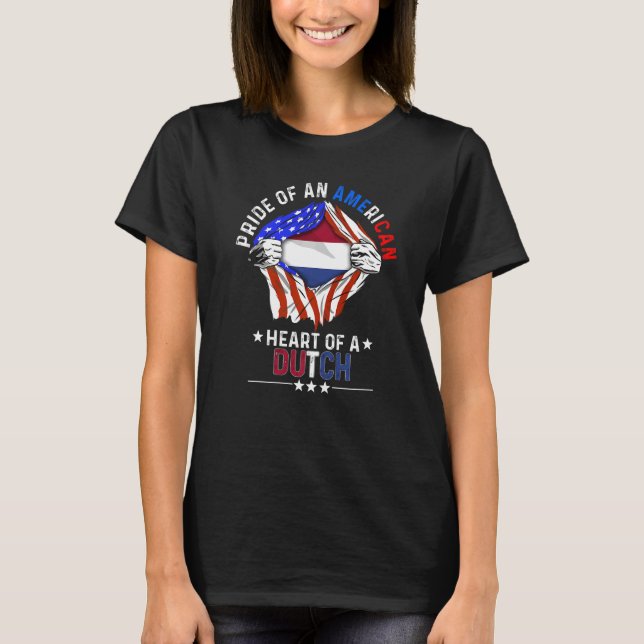Dutch American America Pride Foreign Netherlands F T-Shirt (Front)