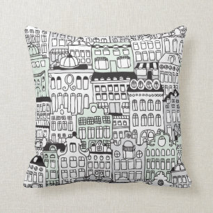 Dutch amsterdam illustration home pattern cushion
