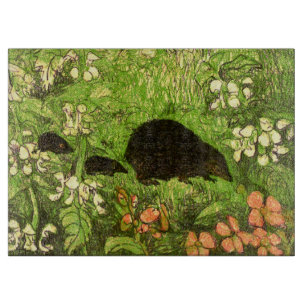 Dutch Art Nouveau Hedgehog and Babies Cutting Board