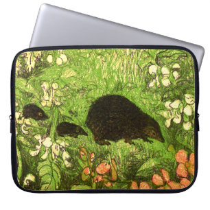 Dutch Art Nouveau Hedgehog and Babies Laptop Sleeve