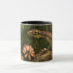 Dutch Art Nouveau Lizard and Wildflowers Mug