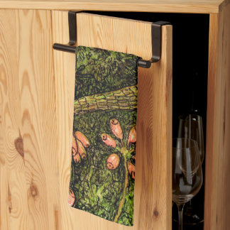 Dutch Art Nouveau Lizard and Wildflowers Tea Towel