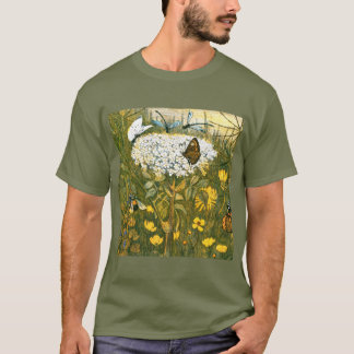Dutch Art Nouveau Meadow Wildflowers, Butterflies T-Shirt